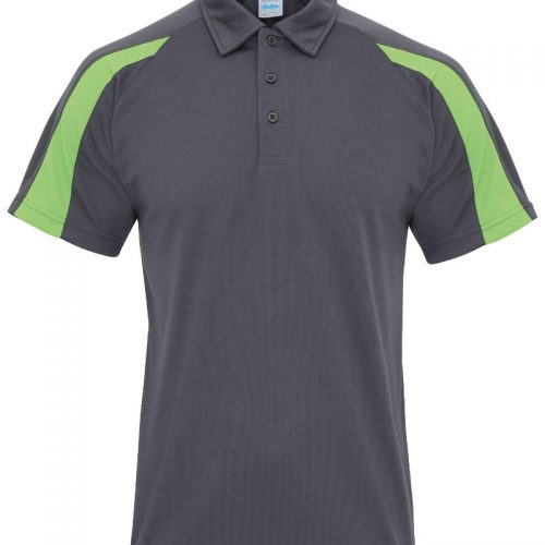 Poolside Contrast Polo Charcoal/Lime Green